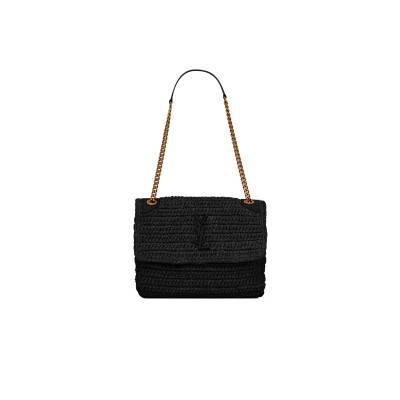 YSL NIKI MEDIUM IN RAFFIA AND LEATHER 633187GG66W1000 (28*20*8.5cm)